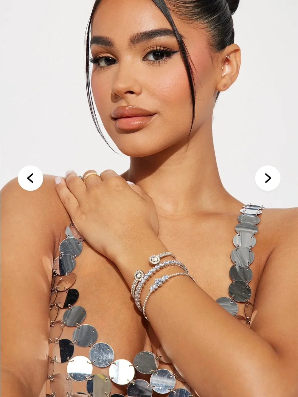 Elegant Silver Crystal Wrap Bracelet Set, New with tags, adjustable, blingy